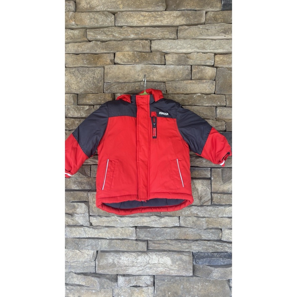 OshKosh‎ Bgosh Jacket Boys 18m Red Puffer Fleece Lined Winter Coat Zip Pockets